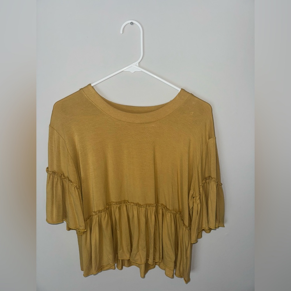 Women's Mustard Ruffle Top